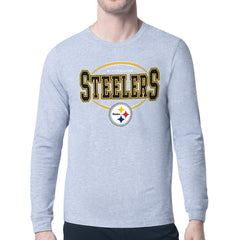 Pittsburgh Steelers Starter Team Track Graphic Long Sleeve T-Shirt - Heather Gray T-shirts