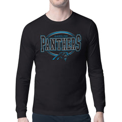 Carolina Panthers Starter Team Track Graphic Long Sleeve T-Shirt - Black T-shirts