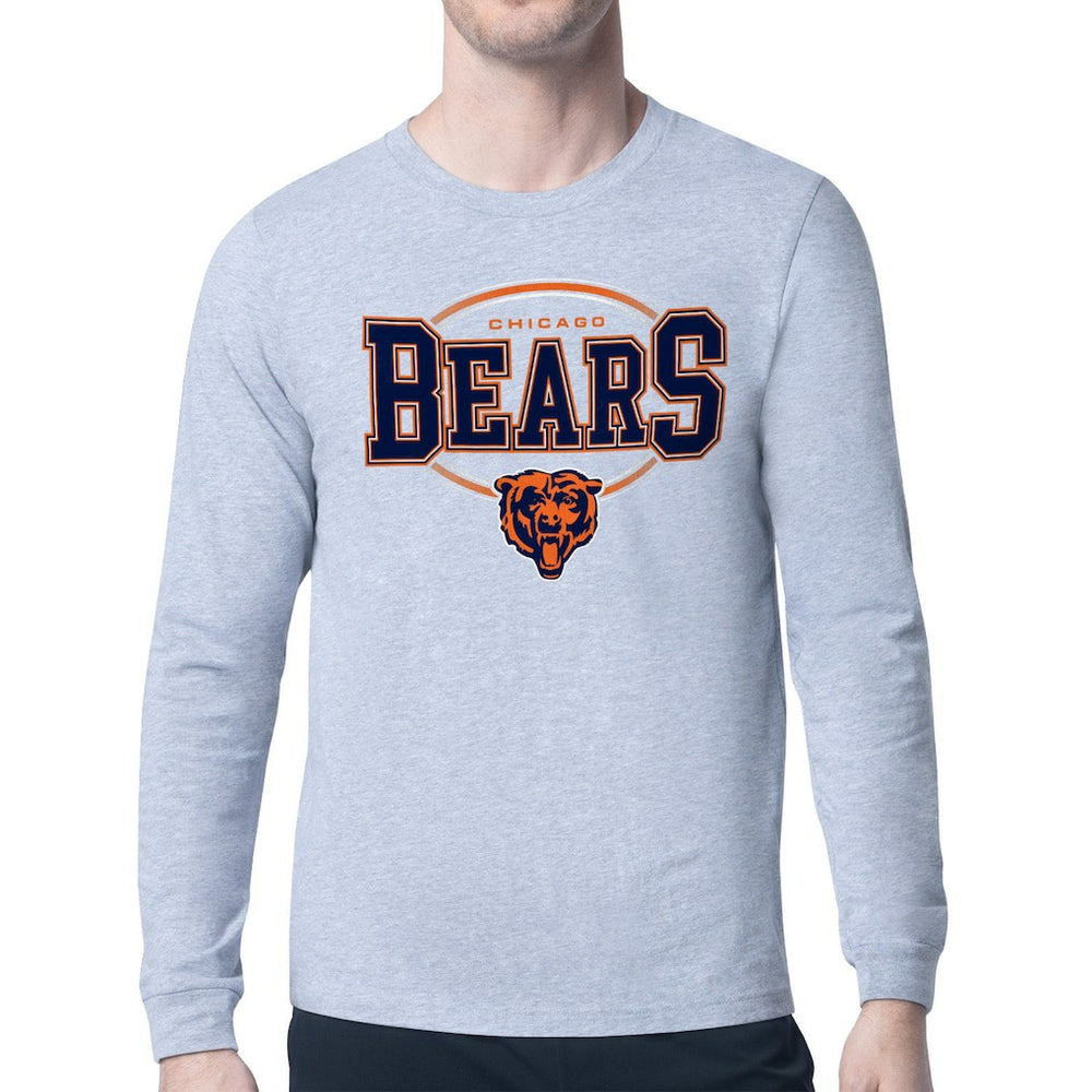 Chicago Bears Starter Team Track Graphic Long Sleeve T-Shirt - Heather Gray T-shirts