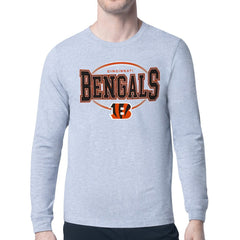 Cincinnati Bengals Starter Team Track Graphic Long Sleeve T-Shirt - Heather Gray T-shirts