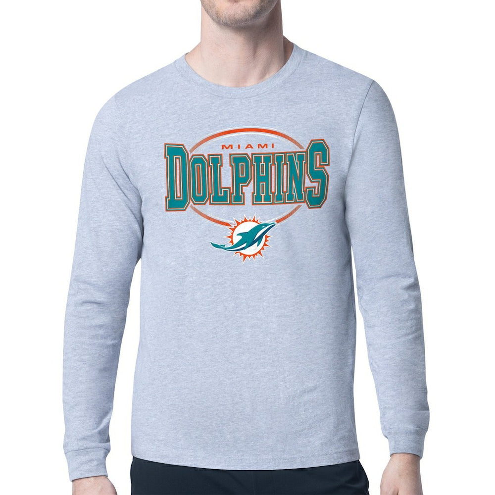 Miami Dolphins Starter Team Track Graphic Long Sleeve T-Shirt - Gray T-shirts