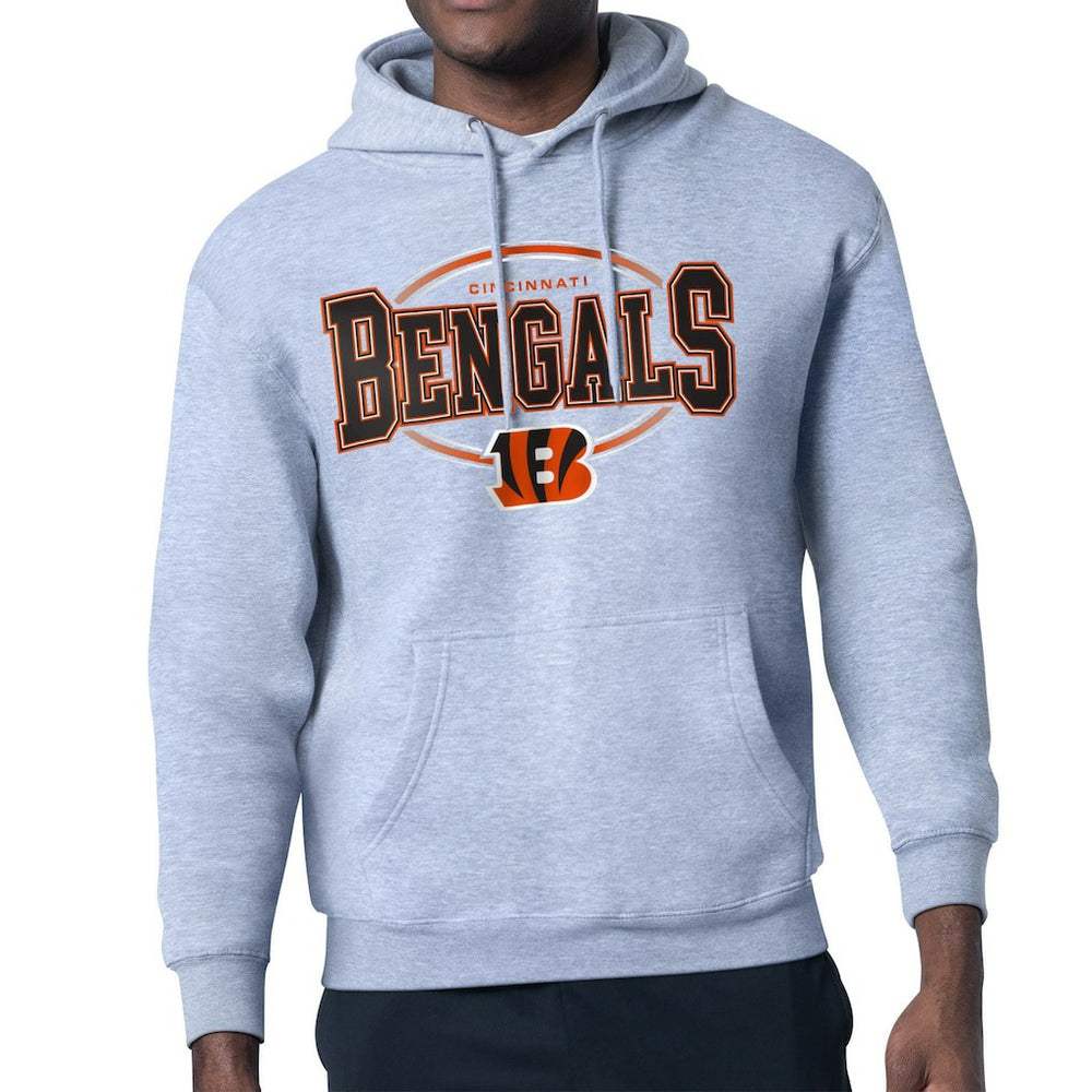 Cincinnati Bengals Starter Team Track Graphic Pullover Hoodie - Heather Gray Hoodies