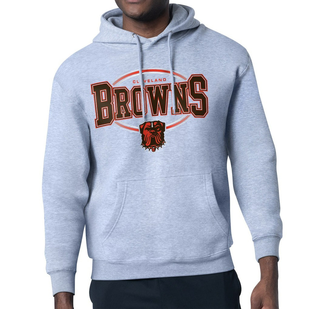Cleveland Browns Starter Team Track Graphic Pullover Hoodie - Heather Gray Hoodies