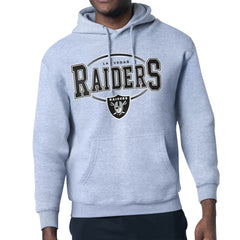 Las Vegas Raiders Starter Team Track Graphic Pullover Hoodie - Heather Gray Hoodies