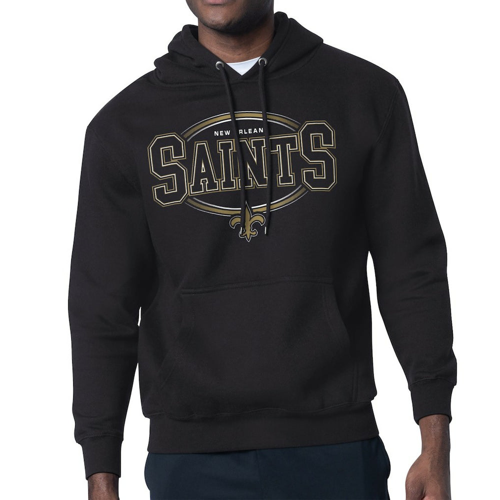 New Orleans Saints Starter Team Track Graphic Pullover Hoodie - Black Hoodies