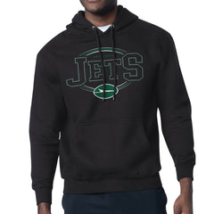 New York Jets Starter Team Track Graphic Pullover Hoodie - Black Hoodies