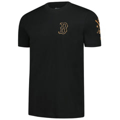 Boston Red Sox New Era Bronze Logo with Cross Bats Established T-Shirt - Black T-shirts