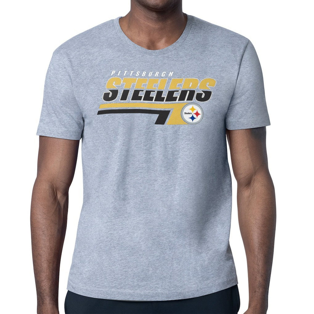 Pittsburgh Steelers Starter Logo Push Graphic T-Shirt - Heather Gray T-shirts