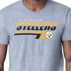 Pittsburgh Steelers Starter Logo Push Graphic T-Shirt - Heather Gray T-shirts