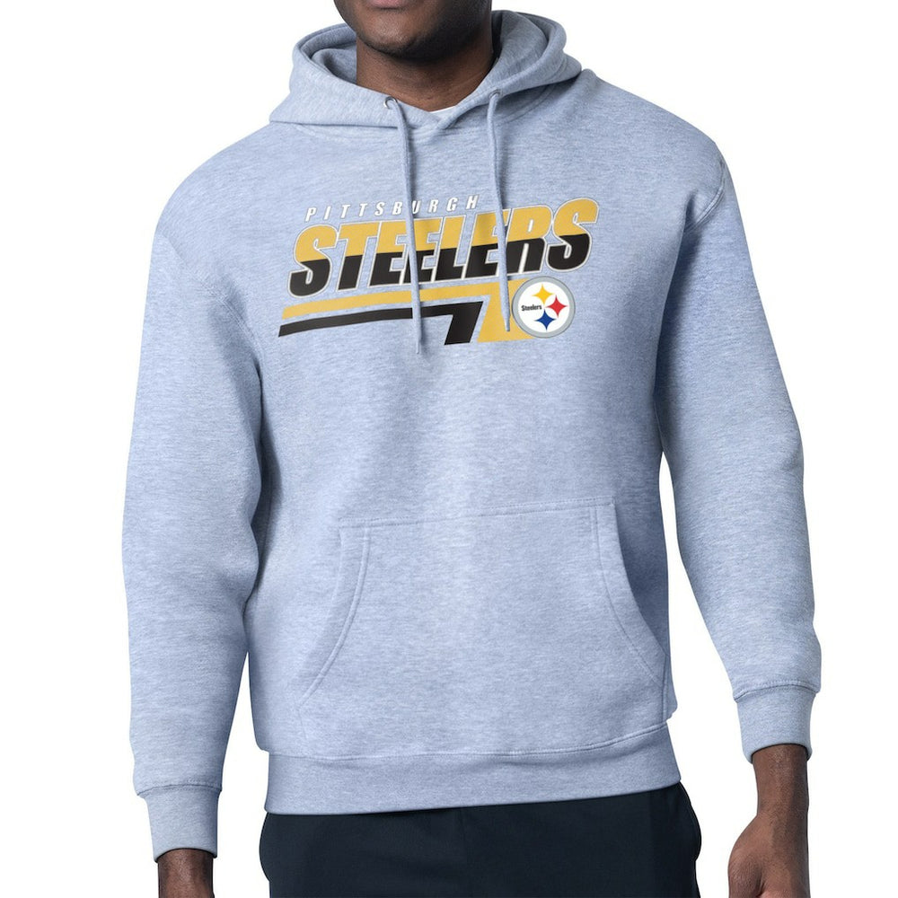 Pittsburgh Steelers Starter Logo Push Graphic Hoodie - Heather Gray Hoodies