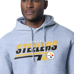 Pittsburgh Steelers Starter Logo Push Graphic Hoodie - Heather Gray Hoodies