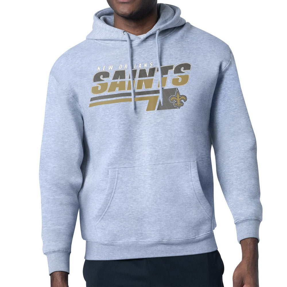 New Orleans Saints Starter Logo Push Graphic Hoodie - Heather Gray Hoodies
