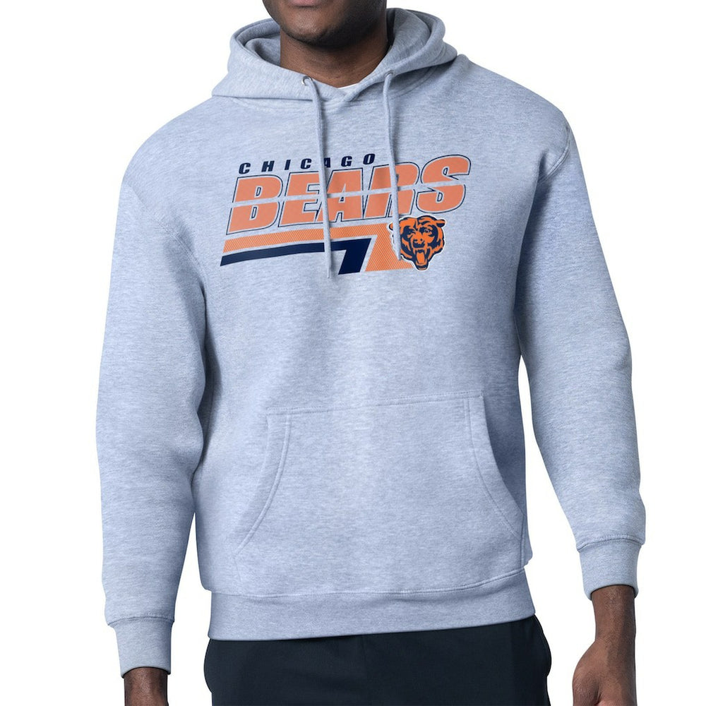 Chicago Bears Starter Logo Push Graphic Hoodie - Heather Gray Hoodies