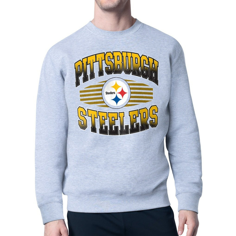 Pittsburgh Steelers Starter Team Grit Graphic Fleece Pullover Sweatshirt - Heather Gray Pullover