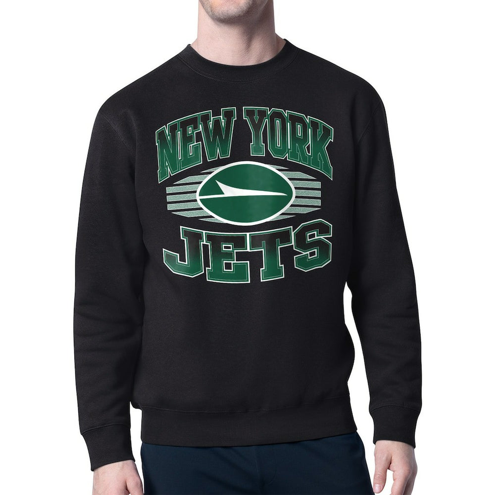 New York Jets Starter Team Grit Graphic Fleece Pullover Sweatshirt - Black Pullover