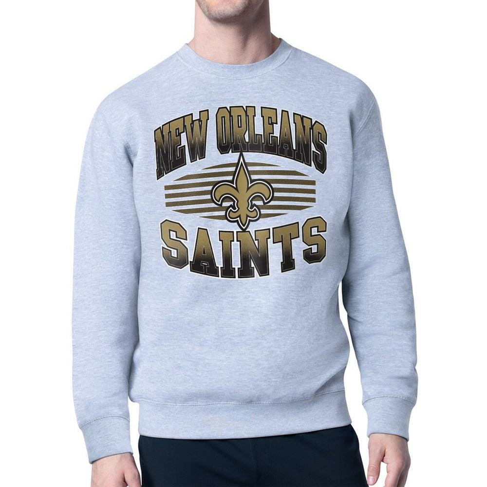 New Orleans Saints Starter Team Grit Graphic Fleece Pullover Sweatshirt - Heather Gray Pullover