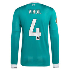 Virgil van Dijk Liverpool 2025/26 Third Long Sleeve Player Jersey Green - Adidas on sale