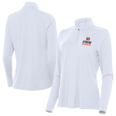 Cincinnati Bengals Antigua Women's Streak Intent Quarter-Zip Pullover - White Pullover