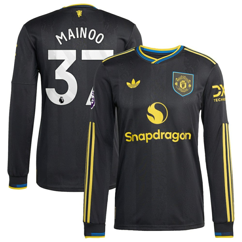 Kobbie Mainoo Manchester United 2025/26 Third Long Sleeve Player Jersey Black - Adidas