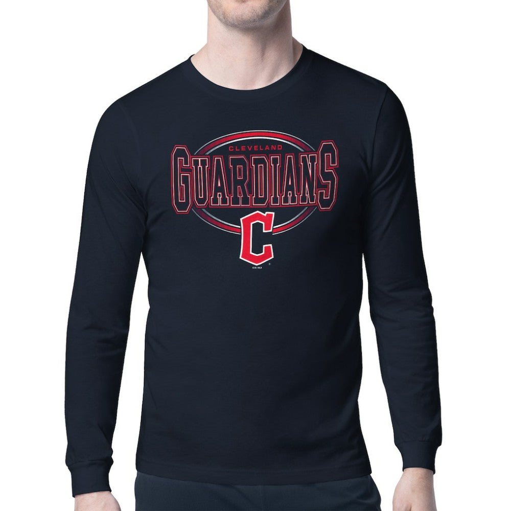 Cleveland Guardians Starter Team Track Graphic Long Sleeve T-Shirt - Navy T-shirts