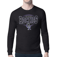 Colorado Rockies Starter Team Track Graphic Long Sleeve T-Shirt - Black T-shirts