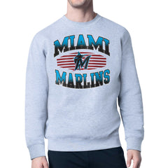 Miami Marlins Starter Team Grit Graphic Fleece Pullover Sweatshirt - Heather Gray Pullover