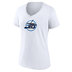 Winnipeg Jets Women's Primary Logo V-Neck T-Shirt - White | US 203353771
