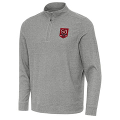 Tampa Bay Buccaneers Antigua 50th Season Subtle Quarter-Zip Sweatshirt - Heather Black Sweatshirts
