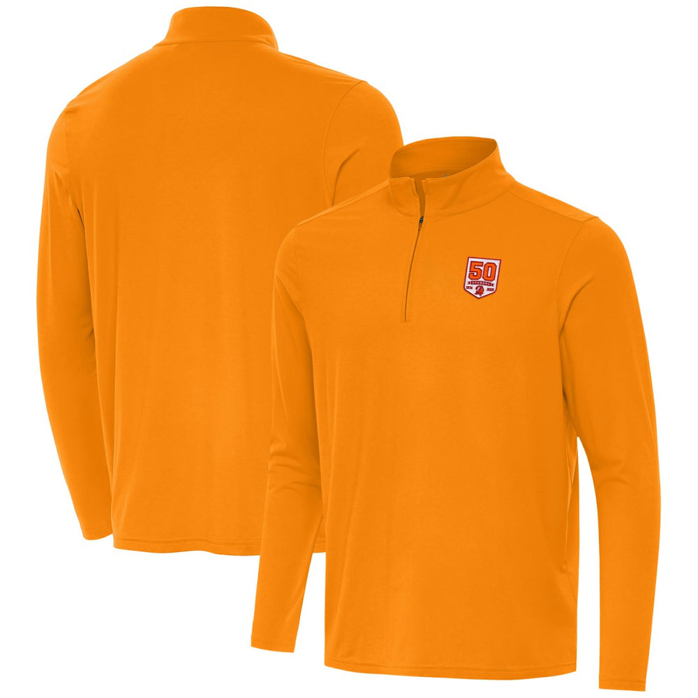 Tampa Bay Buccaneers Antigua 50th Season Intent Quarter-Zip Sweatshirt - Orange Sweatshirts