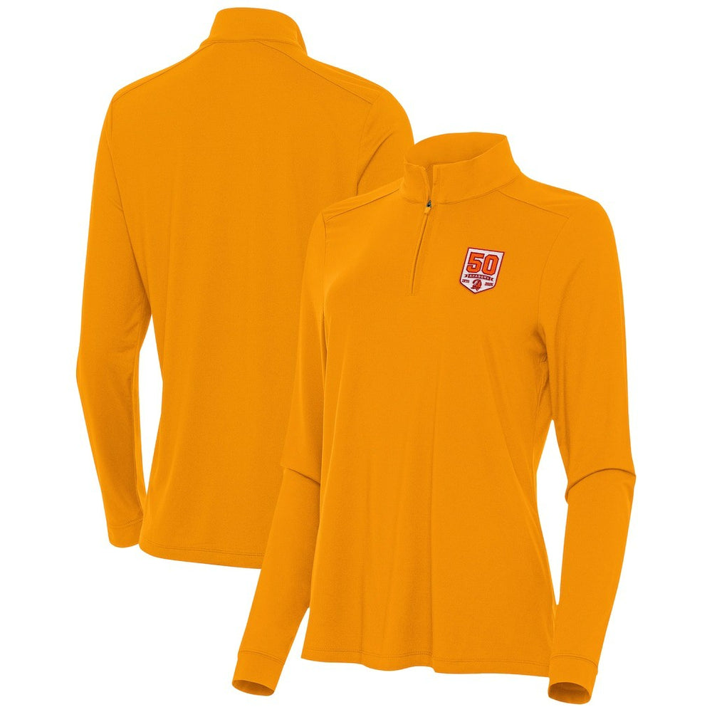 Tampa Bay Buccaneers Antigua Women's 50th Season Intent Quarter-Zip Sweatshirt - Orange Sweatshirts