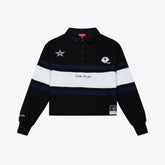 Dallas Cowboys Women's Cropped Long Sleeve Rugby Polo - Black