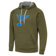 St. Louis Blues Antigua Victory Pullover Hoodie - Olive | US 203361770