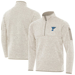 St. Louis Blues Antigua Fortune Quarter-Zip Pullover Jacket - Oatmeal | US 203361789