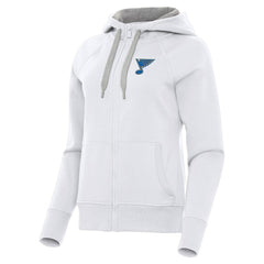 St. Louis Blues Antigua Women's Victory Full-Zip Hoodie - White | US 203361799