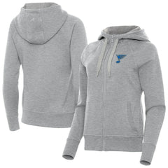 St. Louis Blues Antigua Women's Victory Full-Zip Hoodie - Heather Gray | US 203361801