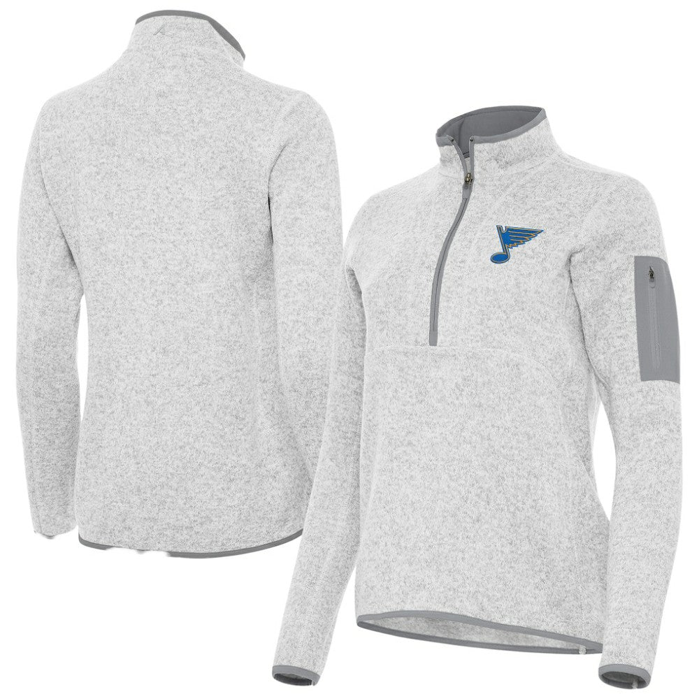 St. Louis Blues Antigua Women's Fortune Half-Zip Pullover - Heather Gray | US 203361804