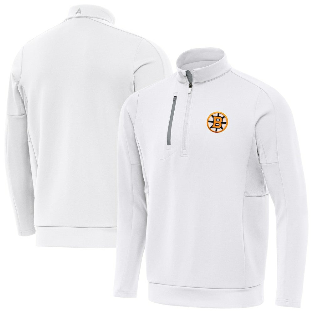 Boston Bruins Antigua Generation Quarter-Zip Pullover Top - White | US 203361823