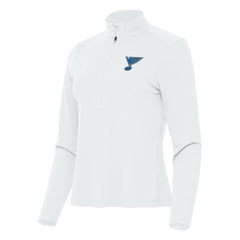 St. Louis Blues Antigua Women's Tribute Half-Zip Pullover - White | US 203361838