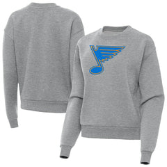 St. Louis Blues Antigua Women's Victory Pullover Sweatshirt - Heather Gray | US 203361846