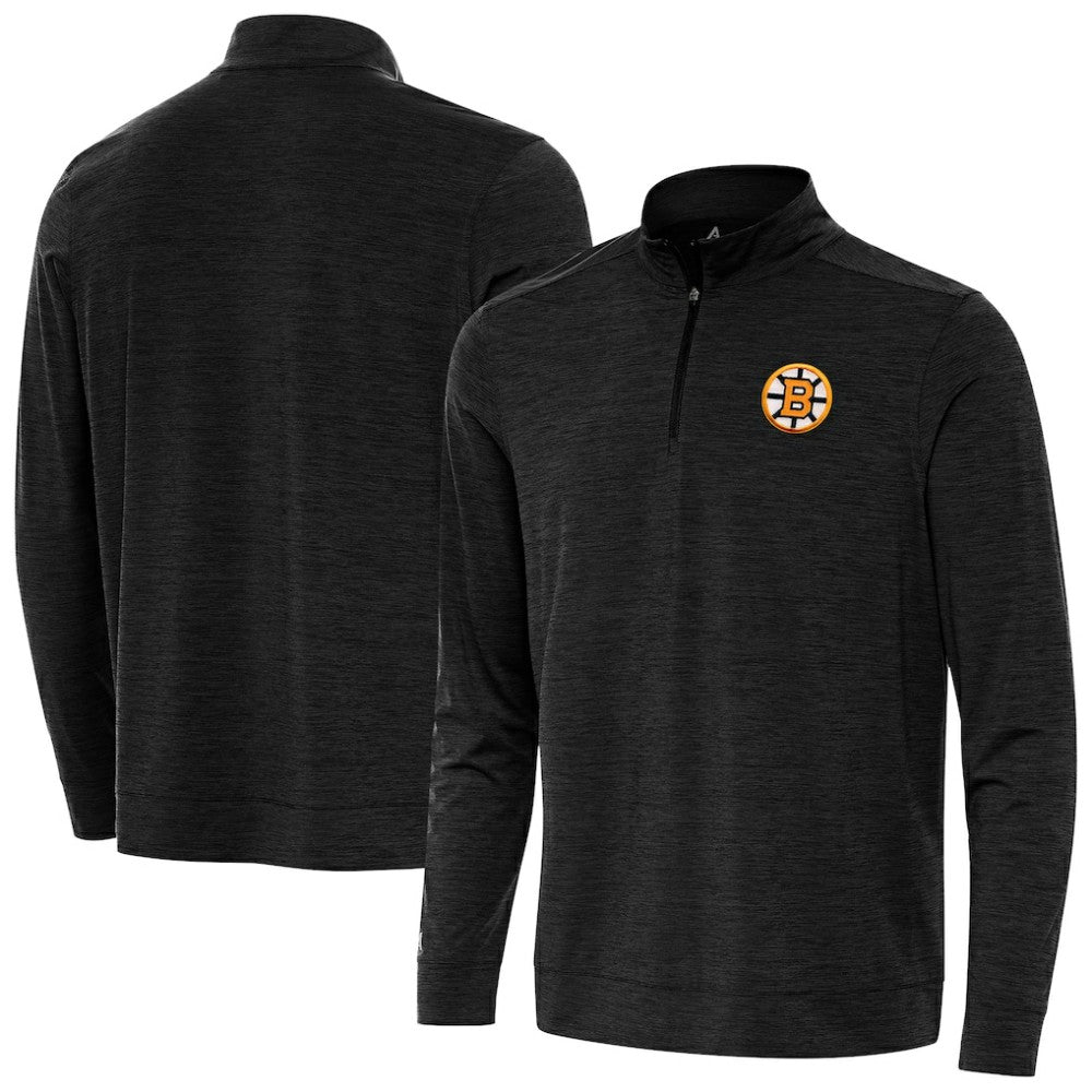 Boston Bruins Antigua Bright Quarter-Zip Pullover - Heather Black | US 203361907