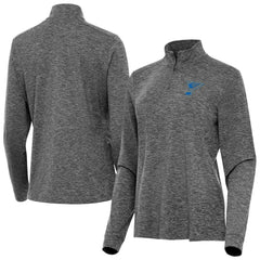 St. Louis Blues Antigua Mentor Long Sleeve Quarter-Zip Mock Polo - Heather Black | US 203361921