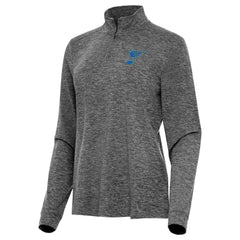 St. Louis Blues Antigua Mentor Long Sleeve Quarter-Zip Mock Polo - Heather Black | US 203361921
