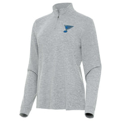 St. Louis Blues Antigua Mentor Long Sleeve Quarter-Zip Mock Polo - Heather Gray | US 203361922