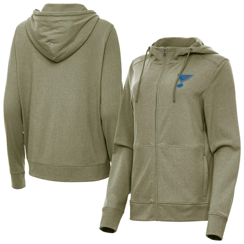 St. Louis Blues Antigua Women's Seeker Full-Zip Hoodie - Olive | US 203361935