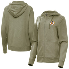 Boston Bruins Antigua Women's Seeker Full-Zip Hoodie - Olive | US 203361936