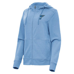 St. Louis Blues Antigua Women's Seeker Full-Zip Hoodie - Heather Blue | US 203361938