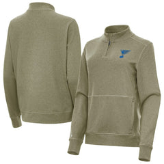 St. Louis Blues Antigua Women's Crush Quarter-Zip Pullover - Olive | US 203361945