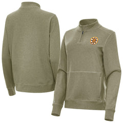 Boston Bruins Antigua Women's Crush Quarter-Zip Pullover - Olive | US 203361946