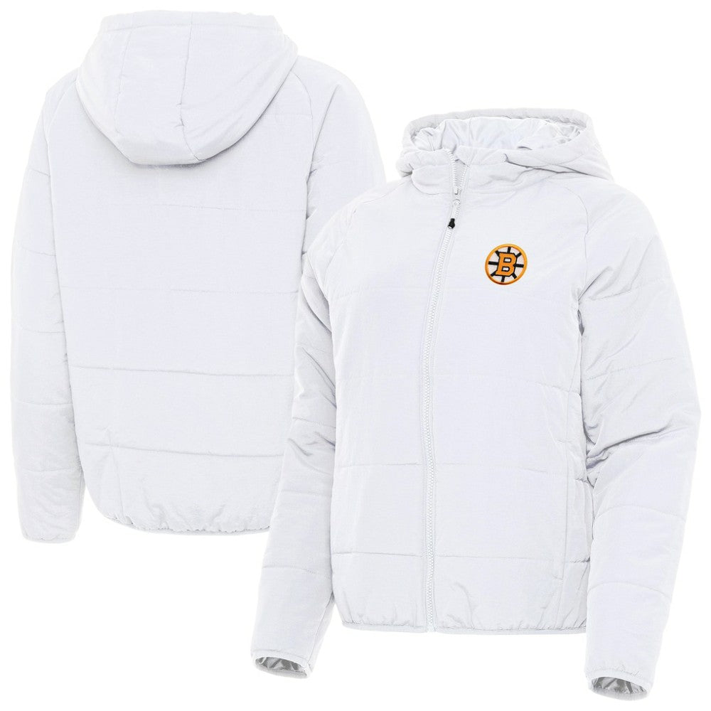 Boston Bruins Antigua Women's Raglan Universe Full-Zip Hooded Jacket - White | US 203361954