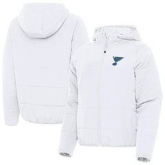 St. Louis Blues Antigua Women's Raglan Universe Full-Zip Hooded Jacket - White | US 203361957